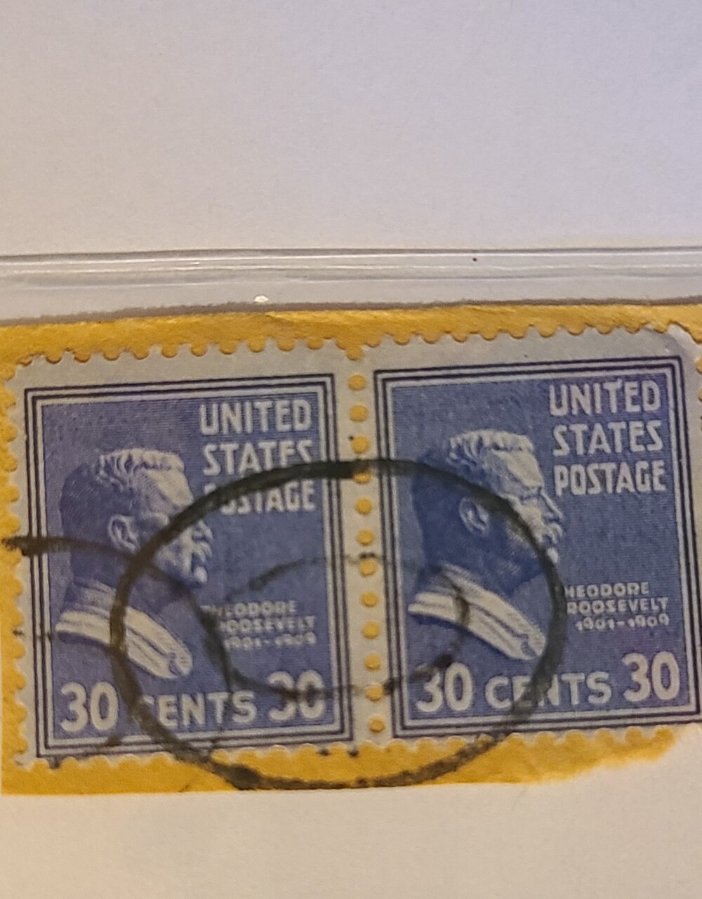 United States 30 Cents Postage Stamp Pair Blue & Yellow